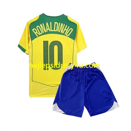 Fotbalový Dres Brazílie Ronaldiho 10 2004 Retro Dětské Domácí